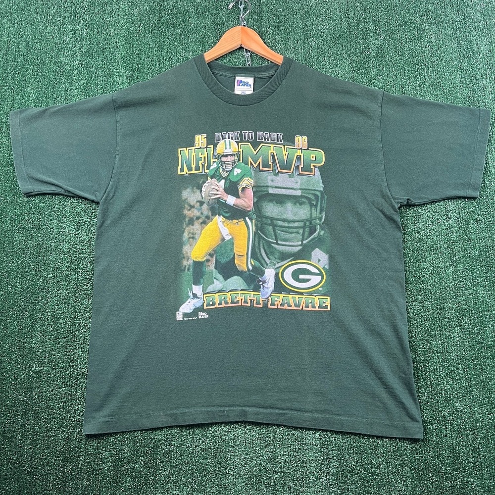 VTG Brett Favre T-Shirt Mens 2XL Green Packers NFL MVP Pro Player Made USA 90s